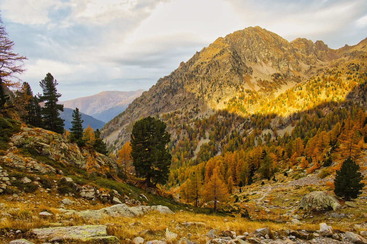 Scène automnale vibrante à Saint-Martin-Vésubie, Provence-Alpes-Côte d'Azur, France.
